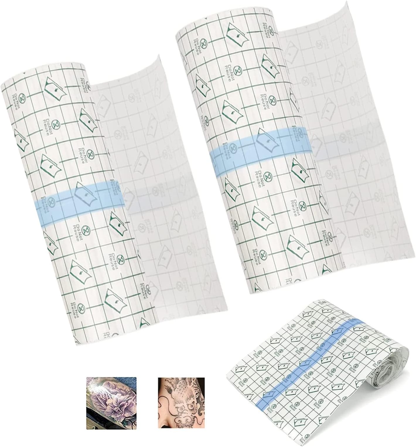2 PCS Tattoo Aftercare Waterproof Bandage, 3M*15CM Second Skin Tattoo Transparent Film Dressing, Healing Protective Bandages Clear Adhesive Bandages Transparent Stretch Dressing Tape Tattoo Supplies
