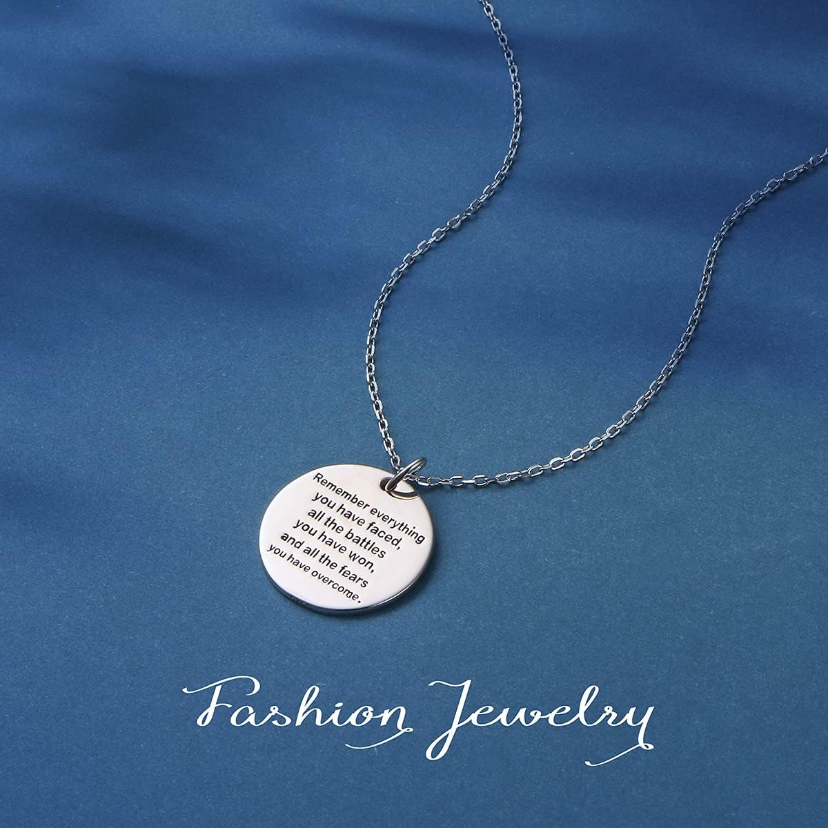 Alphm S925 Sterling Silver Bible Verse Inspirational Faith Heart Courage Pendant Necklace for Women Men Gift Jewelry - Image 5