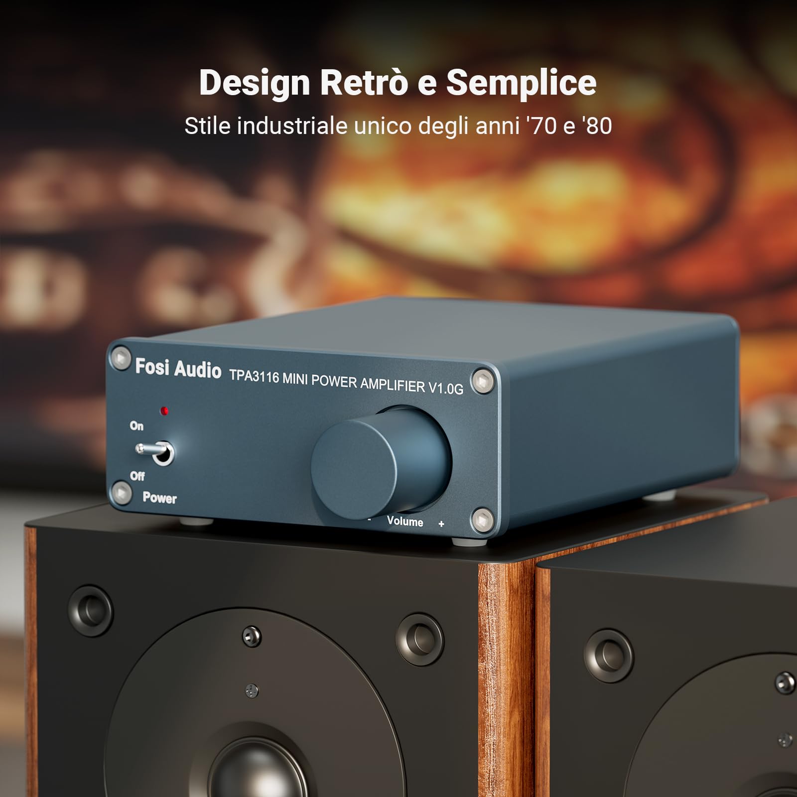 Fosi Audio V1.0G Amplificatore Audio 50Wx2 2.0 Canali Class D TPA3116D2 Mini HiFi Stereo Integrato