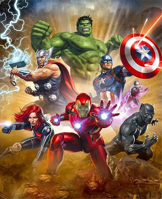 Cross Stitch Kits Stamped, OWN4B Super Heroes Printed Pattern 11CT 14.2x18.1 inch DIY Embroidery Kit (Hero)