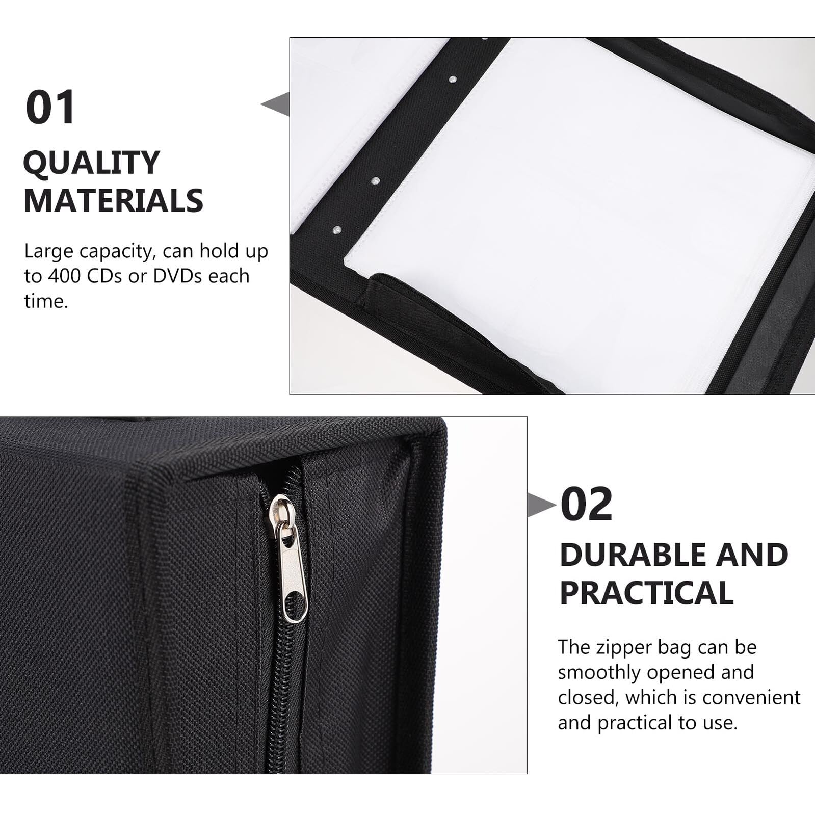 Custodia Porta CD e Dvd Capacità 240 Unità in Pelle Pu e Tessuto Oxford Resistente e Portatile Manico per Collezionisti e Amanti della Musica