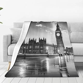 London Printed Flannel Throw Blanket, Plush Warm Sofa Throw Blanket for Couch, Bed, Travel, Camping, Cinema 40x30 Inch