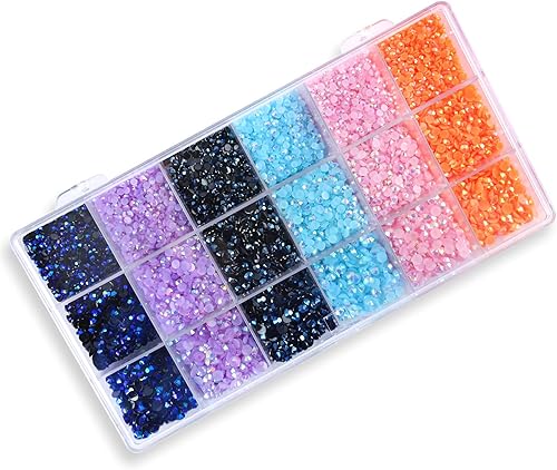 Nibiru 28800 piezas de diamantes de imitación de resina AB con parte trasera plana, diamantes de imitación de gelatina de colores mixtos con forma