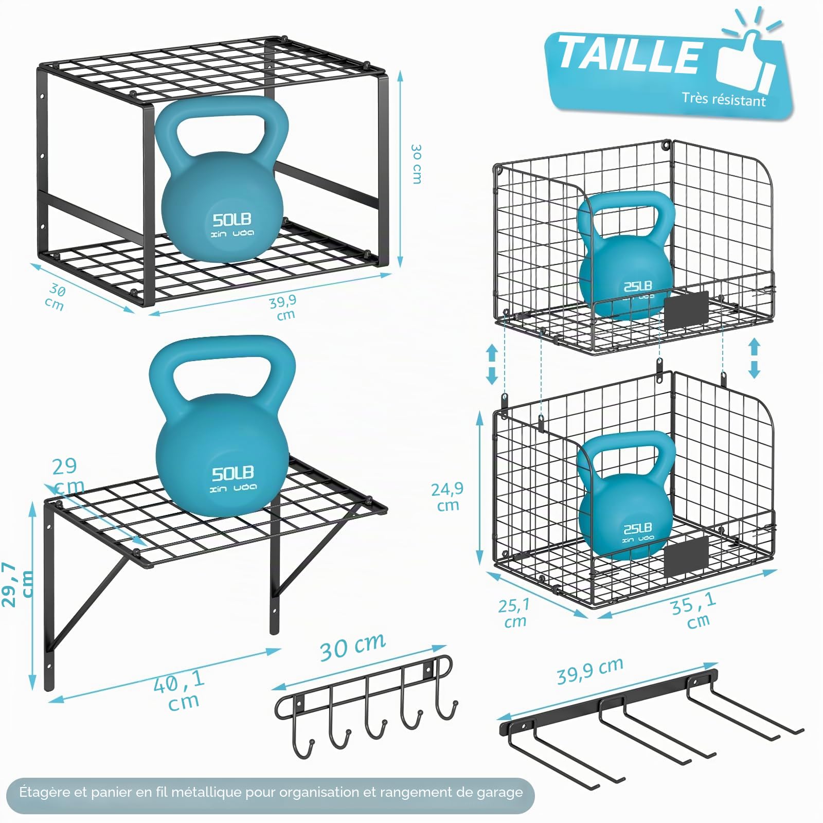 ThreeHio Support mural pour rangement de garage