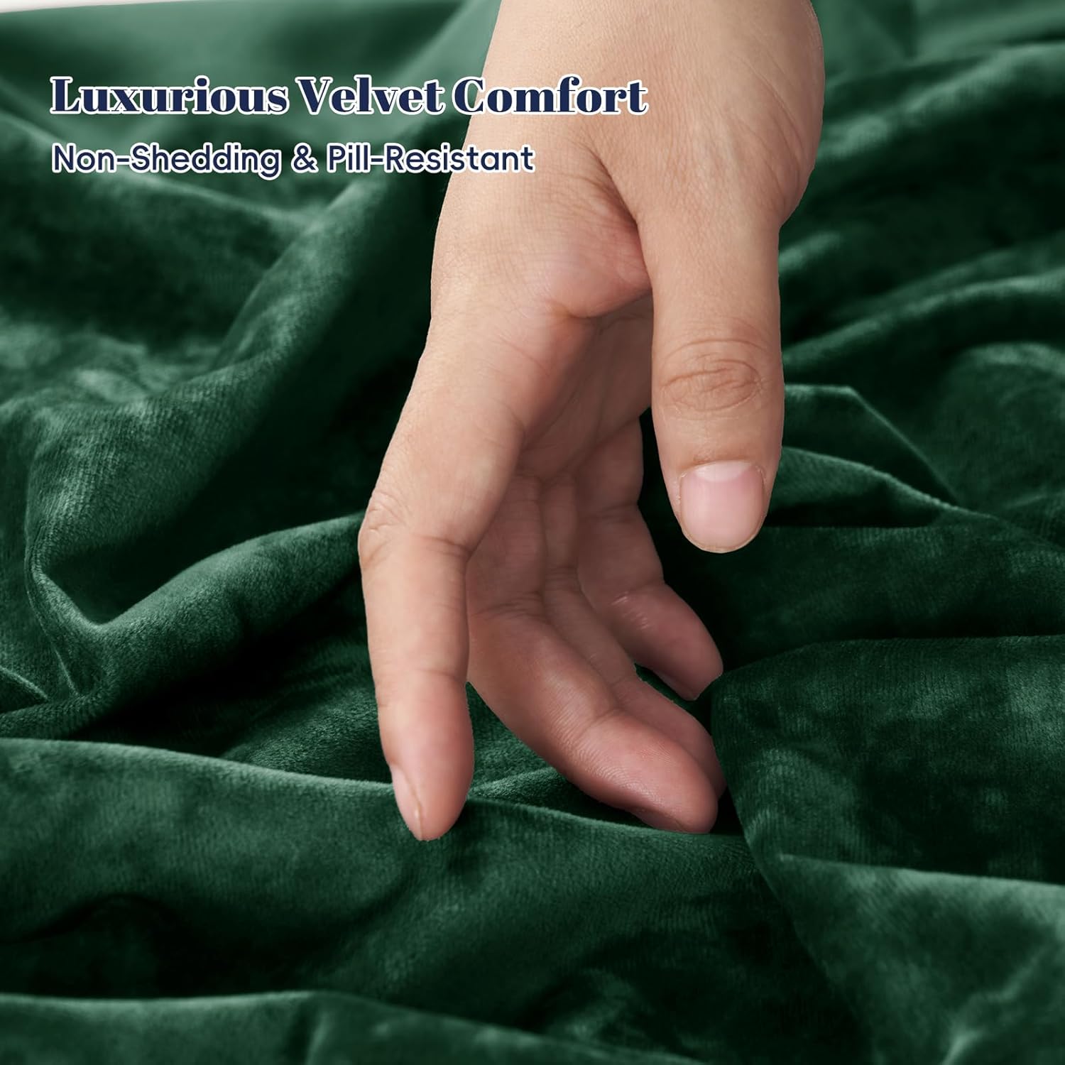 PHF Crushed Velvet Comforter Set King Size, 5-Piece Luxury Winter Bedding Sets with 2 Euro Shams, Heavyweight Warm Fluffy Velvet Bed Spread, Glam Home Decor, Emerald Green - Image 5