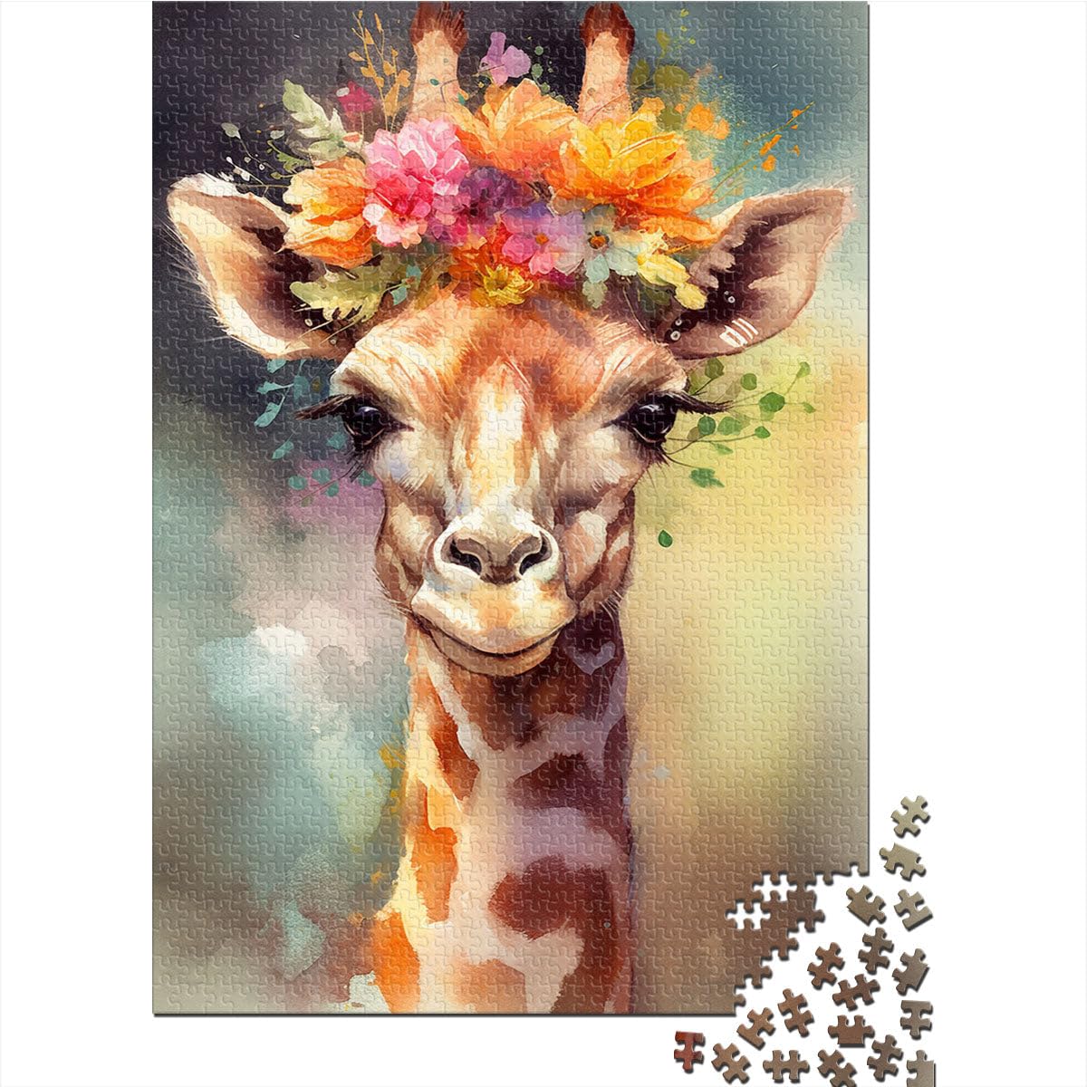 Puzzle pour Adultes 2000 pièces Girafe Bébé Puzzle pour Jeu éducatif Défi Jouet Cadeau Amusant 27,56 po x 39,37 po pour Adolescent Âge 14 Ans et Plus
