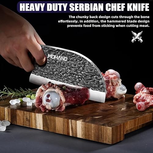 Miniatura 4 de MDHAND Juego de cuchillos de carnicero, 8 cuchillos de chef forjados a mano con caja de regalo, cuchillo de corte de carne para cocina, cuchillos