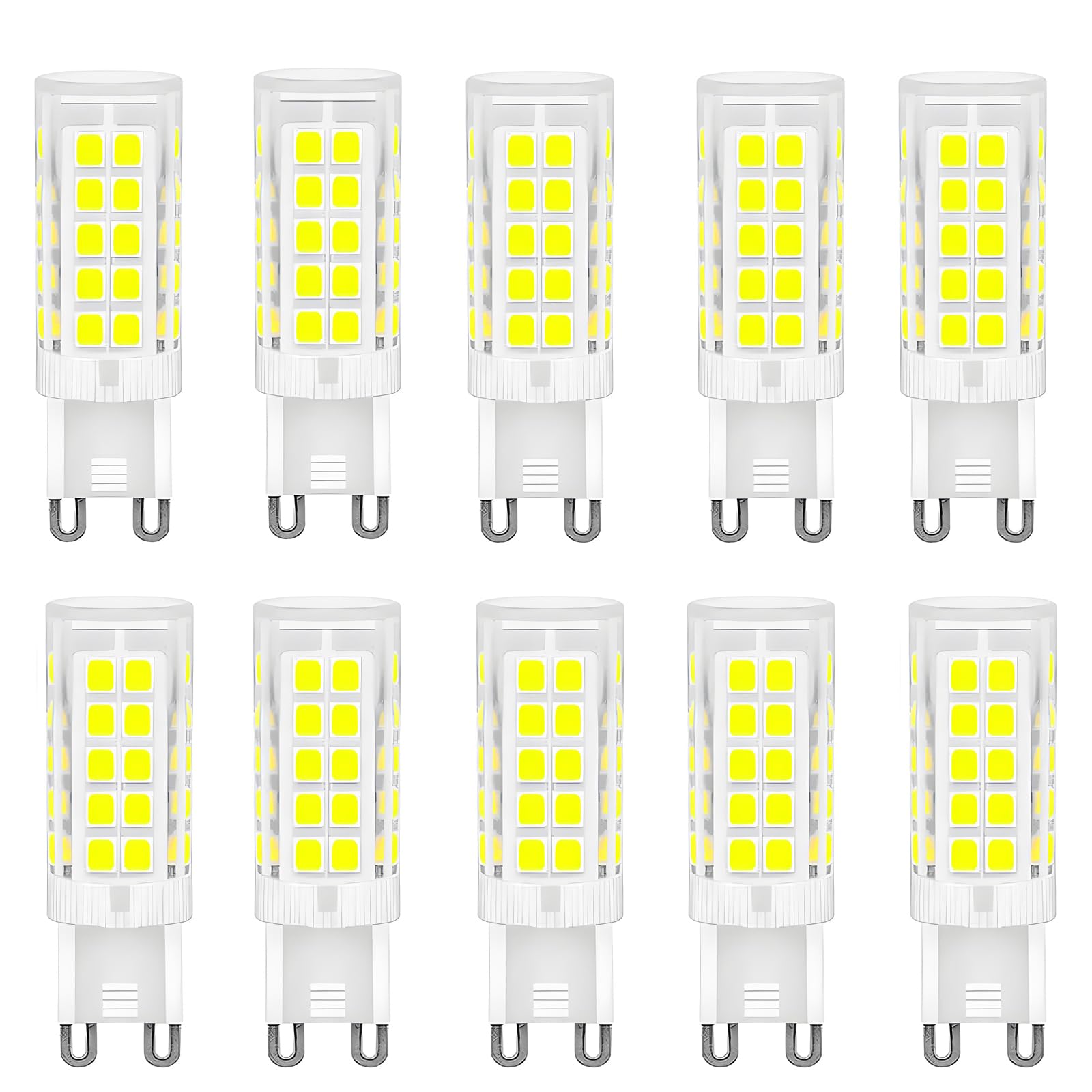 WULUN 5W G9 Led Bulbs, Equivalent to 50W Halogen Bulb, 500lm, 6000K Cool White, AC 220-240V, No Flicker, Non-Dimmable, Energy Saving G9 Bulb, for Chandeliers Home Lighting Decor, 10 Pack