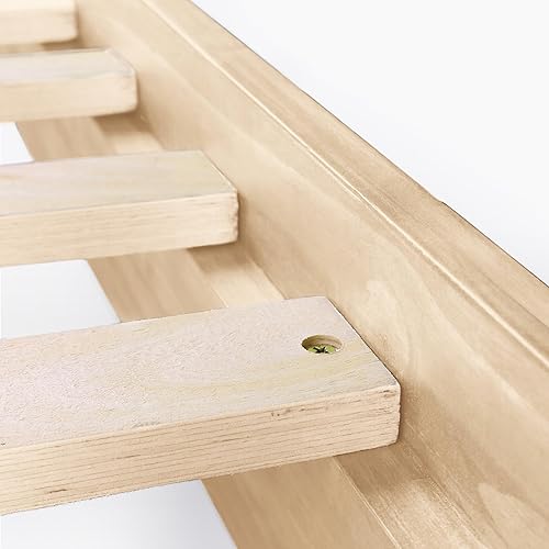 Miniatura 5 de eLuxurySupply Marco de cama de plataforma de madera tamaño matrimonial, natural, perfil bajo, no necesita somier, fácil montaje, estilo minimalista