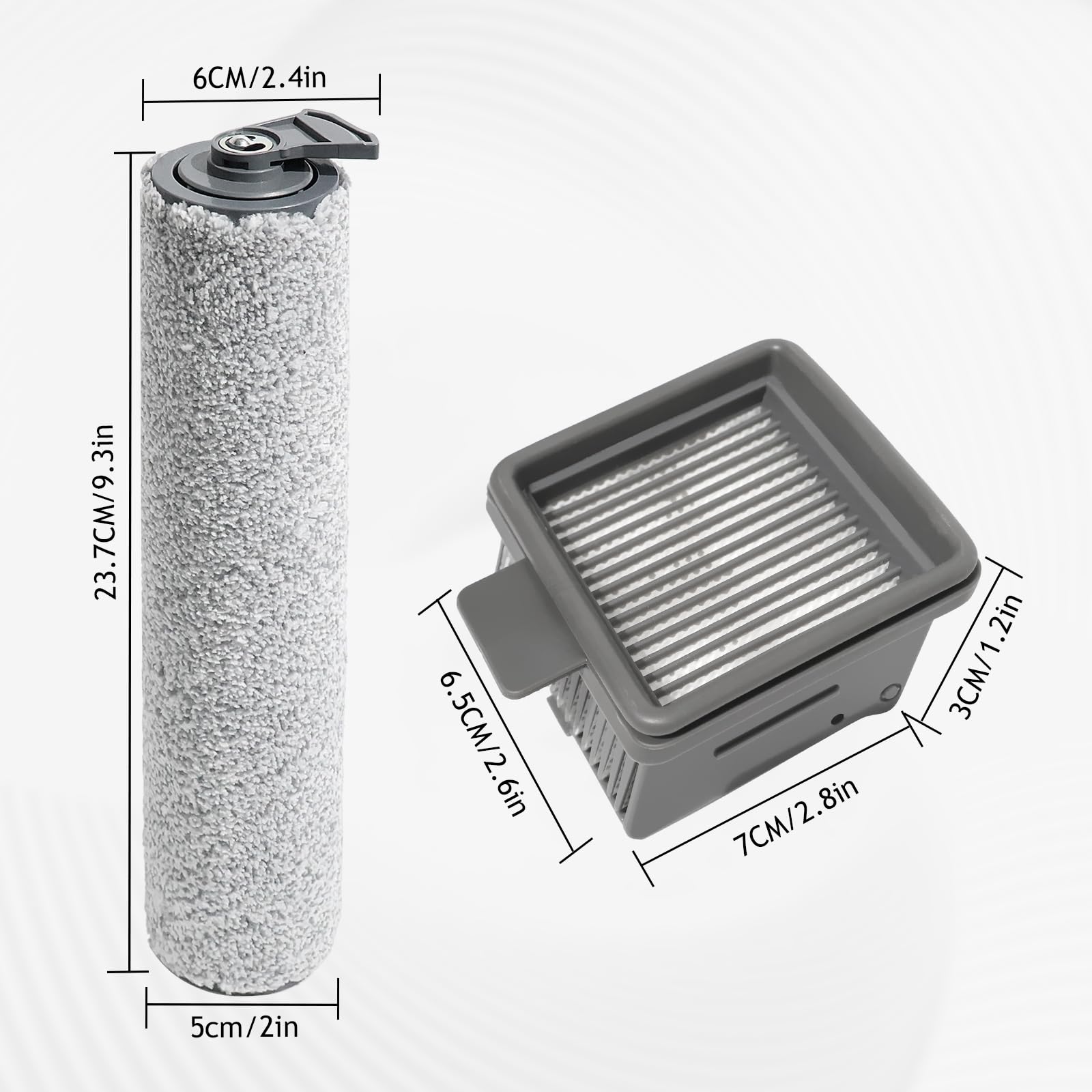 Rolka szczotki + filtr akcesoria do Dreame H11 / H11 MAX / H11 Core odkurzacz na mokro i sucho, zestaw części zamiennych do odkurzacza 2 rolki szczotki + 2 filtry