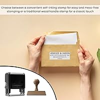 Vista 3 de Custom Address Stamps Self Inking or Wood Handle 20+ Designs to Choose from! Return Address Stamp Stamper Self Inking Personalized Customized Stamp