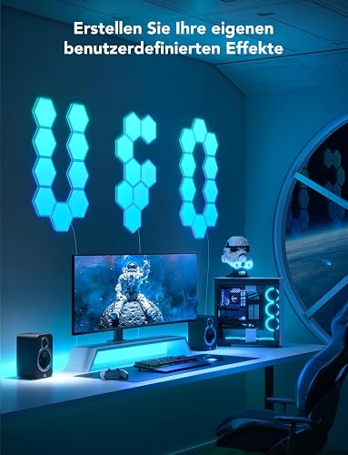 Govee Glide Hexa Light Panels, Works with Alexa and Google Assistant, WiFi Wall Lights, RGBIC Hexagon Light Panels, DIY Design, Music Sync, App Control, for Gaming and Decoration, 10 LED Panels - 2