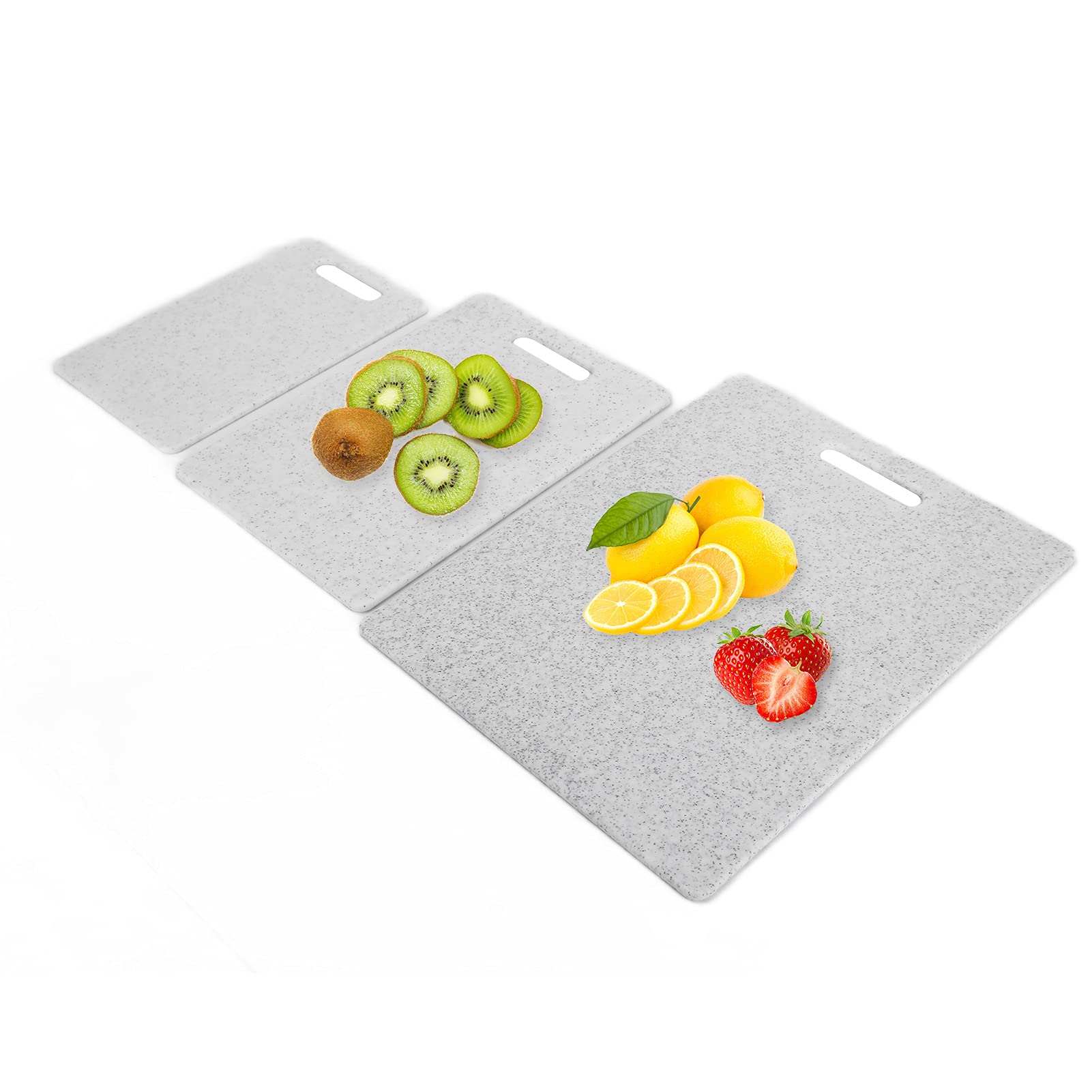 Küchenschneidebretter Schneidebrett-Set 3-teiliges Schneidebrett-Set Imitation Marmormuster Doppelseitiges Schneidebrett Küchenzubehör(Weiß) Geschenk zum Valentinstag