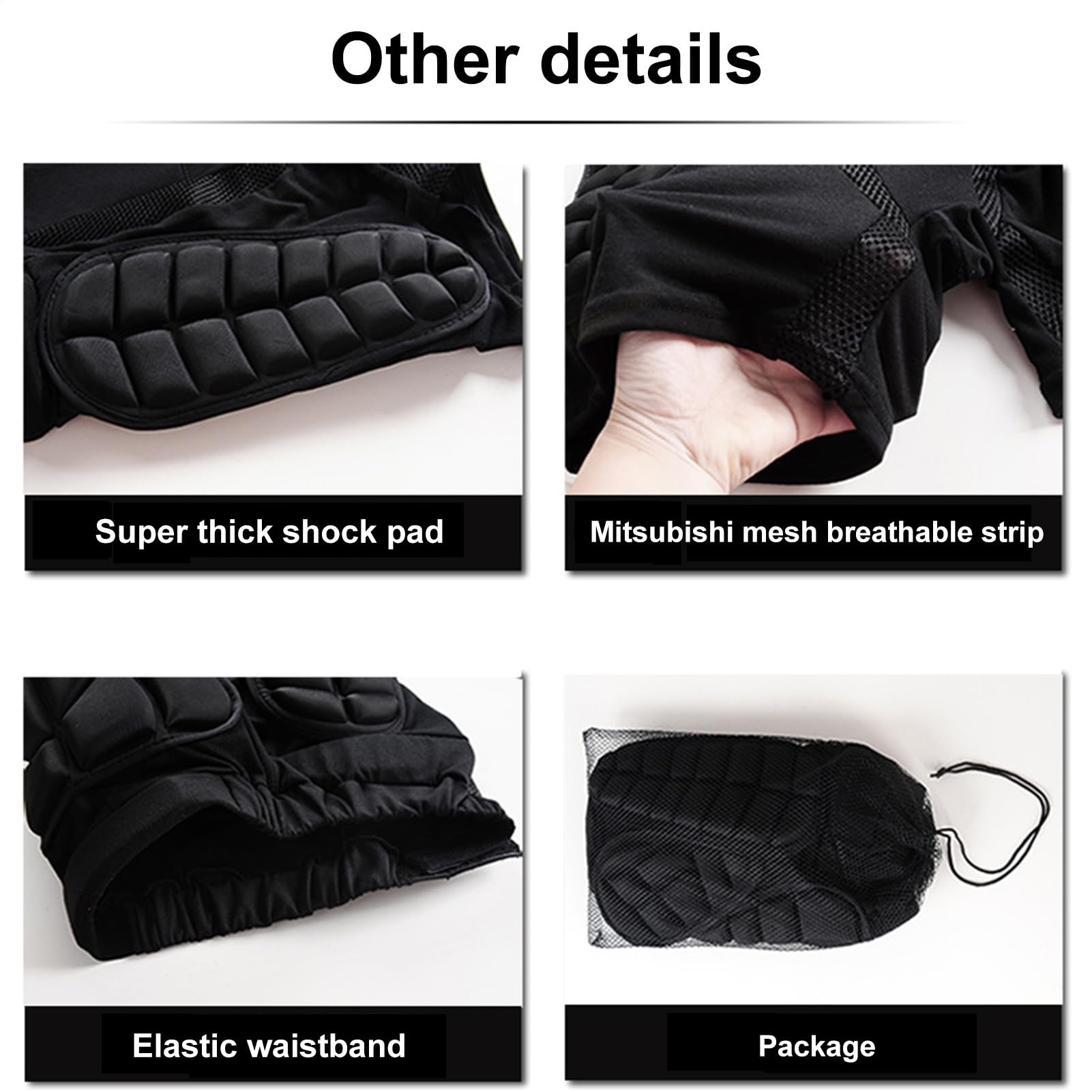 Short de protection rembourré snowboard ski 3D hanches fesses coccyx homme femme M-XXXL