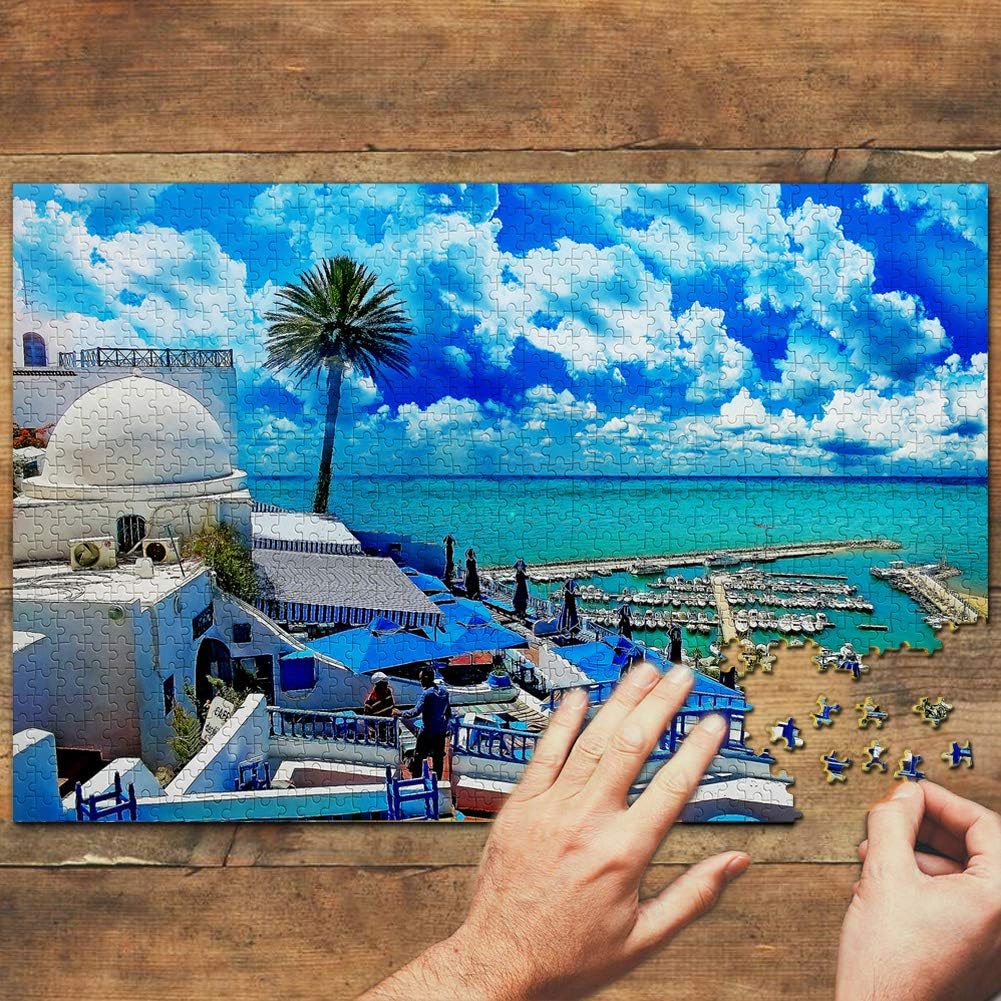 Tunisia Jigsaw Puzzle 1000 Piece Sidi BOU Sai Tunisia Puzzle Travel Souvenir Wooden