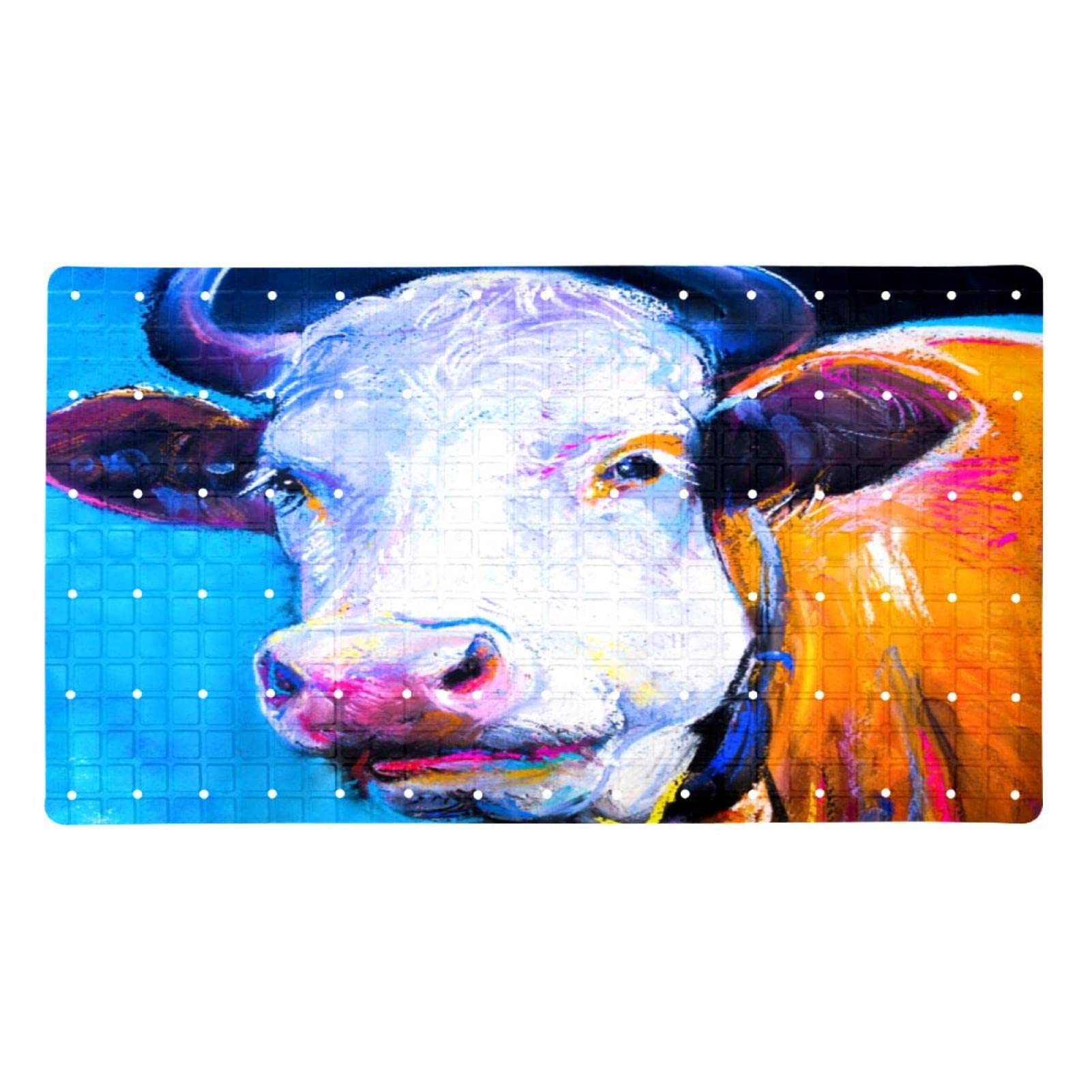 Tapis de douche pour baignoire au motif vache pour un bain des bébés sans glissade