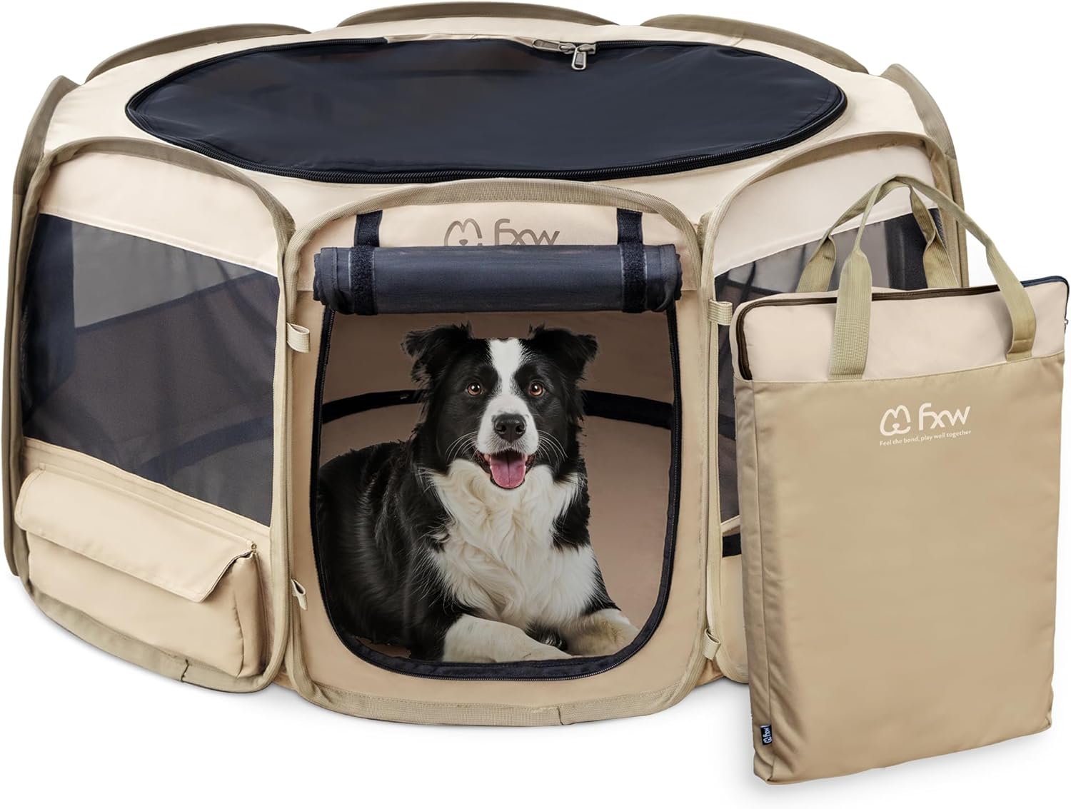 FXW Gotent Unleashed Dog Playpen Designed for Indoor/Outdoor/Travel Use, Suitable for Puppy and Small Dogs, Portable & Foldable, 45 inch│Patent Pending