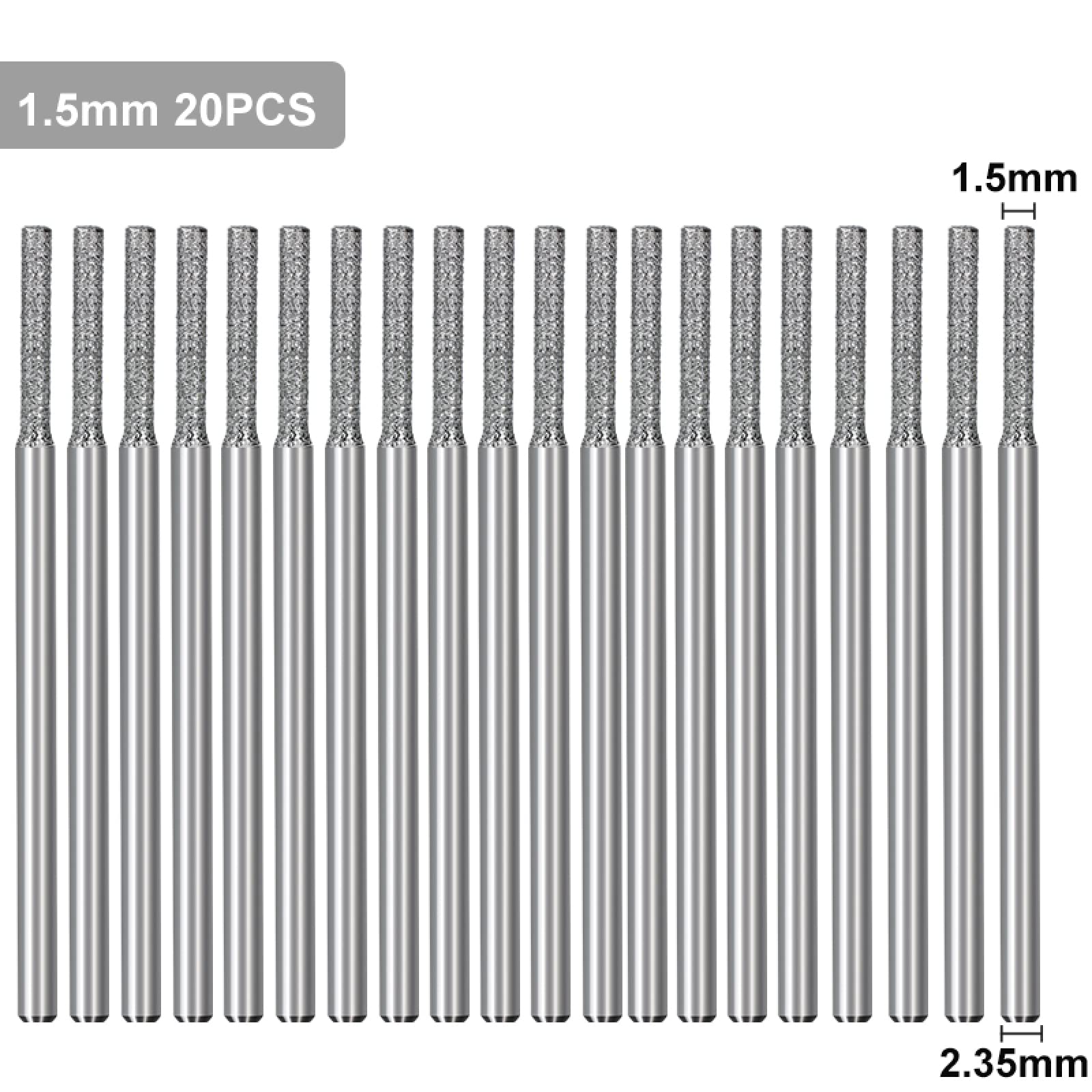 20-teiliges Diamant-Schleifnadelset – 2,35 Mm Schaft – Zum Gravieren, Polieren & Schnitzen Von Holz, Metall & Co.