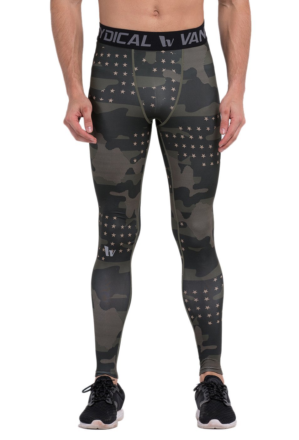 Fringoo Men's Camo Stars ® Compression Tights Workout Base Layer Training Running Leggings Gym Pants (Large, )
