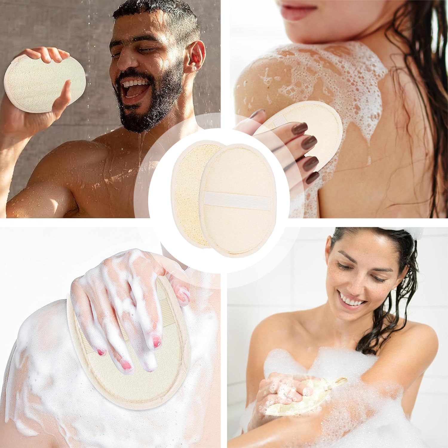 2 sztuki naturalnej gąbki Loofah peeling do ciała, przyjazna dla środowiska i biodegradowalna gąbka pod prysznic, loofah dla kobiet i mężczyzn