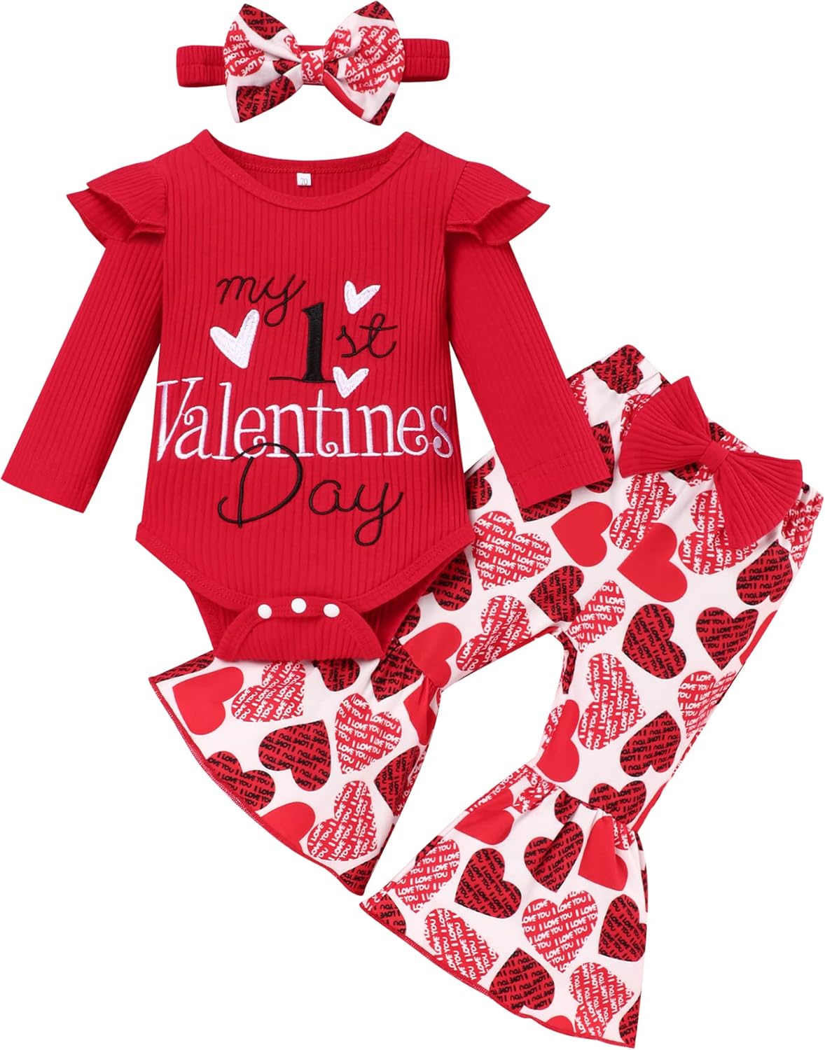 Newborn Baby Girl clothes Ruffle Bell Bottom Pants Headband Clothes Set