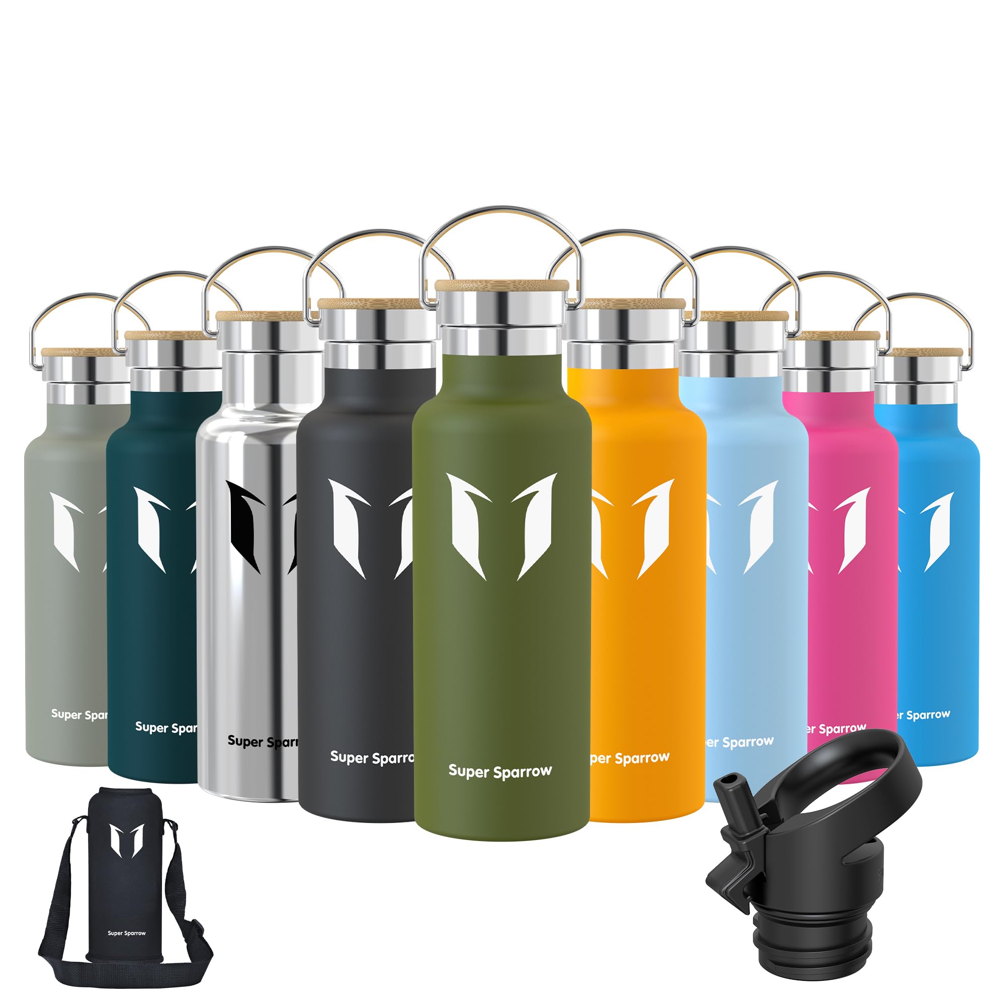 Super Sparrow Botella Agua Acero Inoxidable - Botella Agua Niños - 500ml/750ml/1L - Botella Termica Boca Estándar - Sin BPA, para Niños & Adultos, Deporte, Oficina, Yoga, Ciclismo — view 35