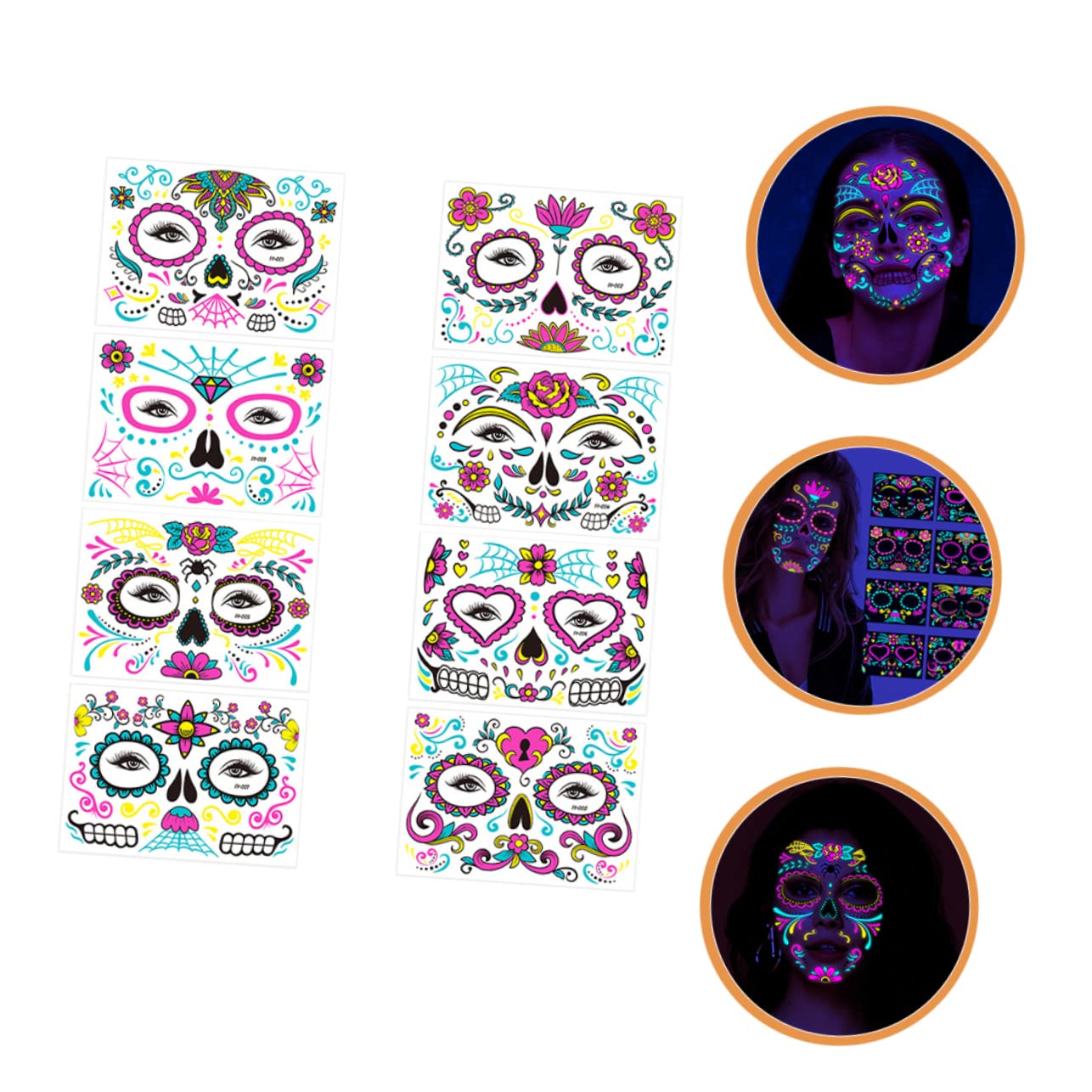 FRCOLOR 40 Hojas Facial temporal Tatuajes temporales de Halloween cara de halloween maquillaje halloween maquillaje para halloween pegatinas tatuajes temporales en la cara