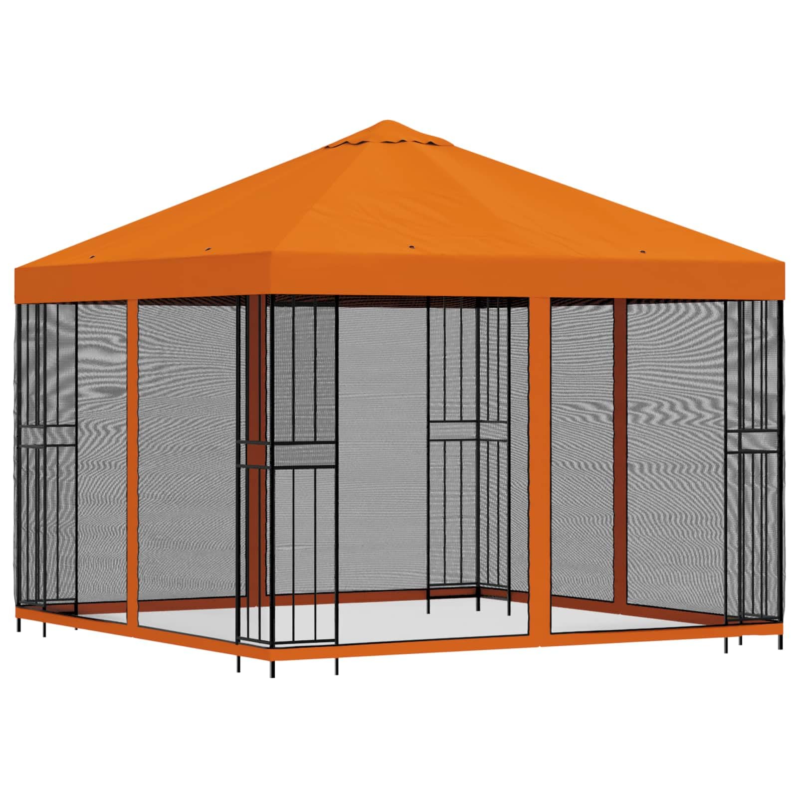 Pawilon ogrodowy ze ścianami bocznymi 3 x 3 m, pomarańczowy, odporna na warunki atmosferyczne pergola z wodoodpornym dachem, stabilna rama stalowa, system wentylacji, idealny na taras, do
