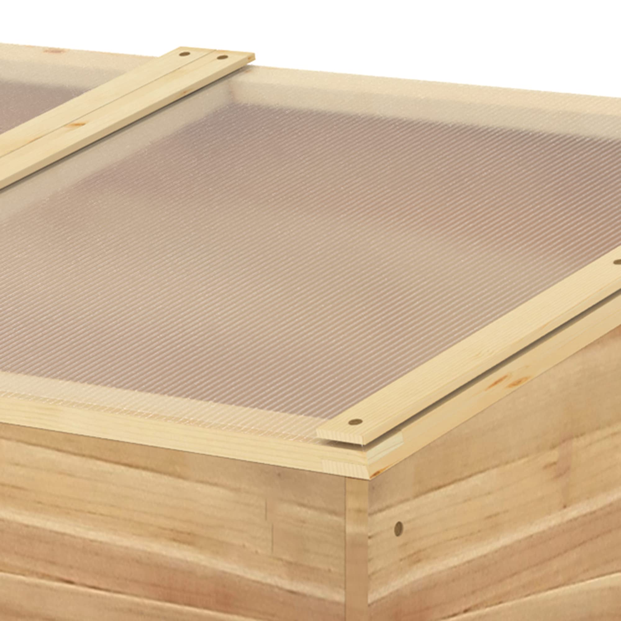 Outsunny Wooden Cold Frame Greenhouse Garden 100 x 50 x 36 cm Natural | Polycarbonate Grow House, Independent Openable Top Covers, for Flowers, Vegetables, Plants