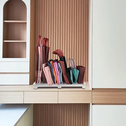 Miniatura 6 de Sibosen Organizador de bolsas de compras reutilizables, separadores de estantes ajustables, ideal para almacenar bolsas de tela y papel plegadas,