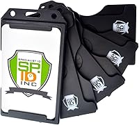 Vista 56 de 5 Pack - Red Hard Plastic Badge Holder Vertical - Side Load 2 Card Protector - Multiple Card ID Badge Holders - Heavy Duty Rigid/Hard Plastic by