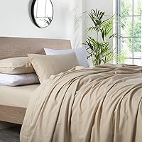 Vista 5 de Royal Hotel Bedding Juego de sábanas vintage de mezcla de lino belga y algodón, algodón hipoalergénico prelavado, tejido de percal fresco