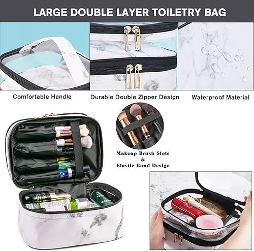 Miniatura 3 de 3 bolsas de maquillaje de doble capa de viaje grandes estuches de cosméticos organizadores, bolsas de aseo impermeables, bolsa pequeña con