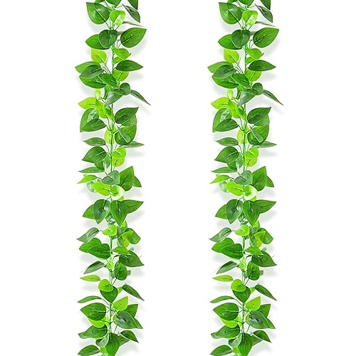 BLEUM CADE 2Pcs Fake Vines with Faux Pothos Leaves, Artificial