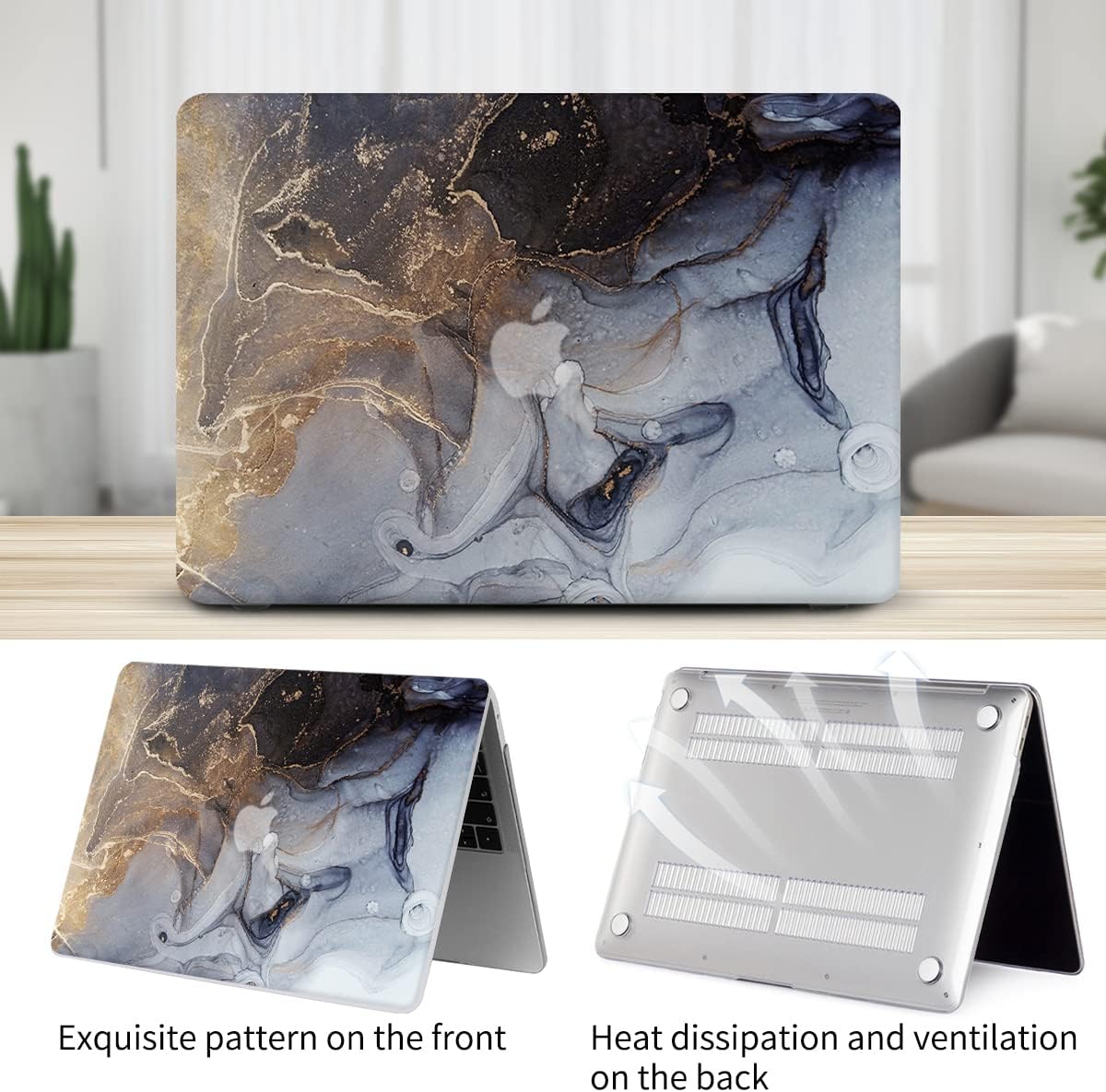 Watbro Compatible with MacBook Pro 13 inch Case 2020 2019 2018 2017 2016 Release M1 A2159/A1989/A1706/A1708 Laptop Hard Shell Case & Keyboard Cover,Colorful Marble