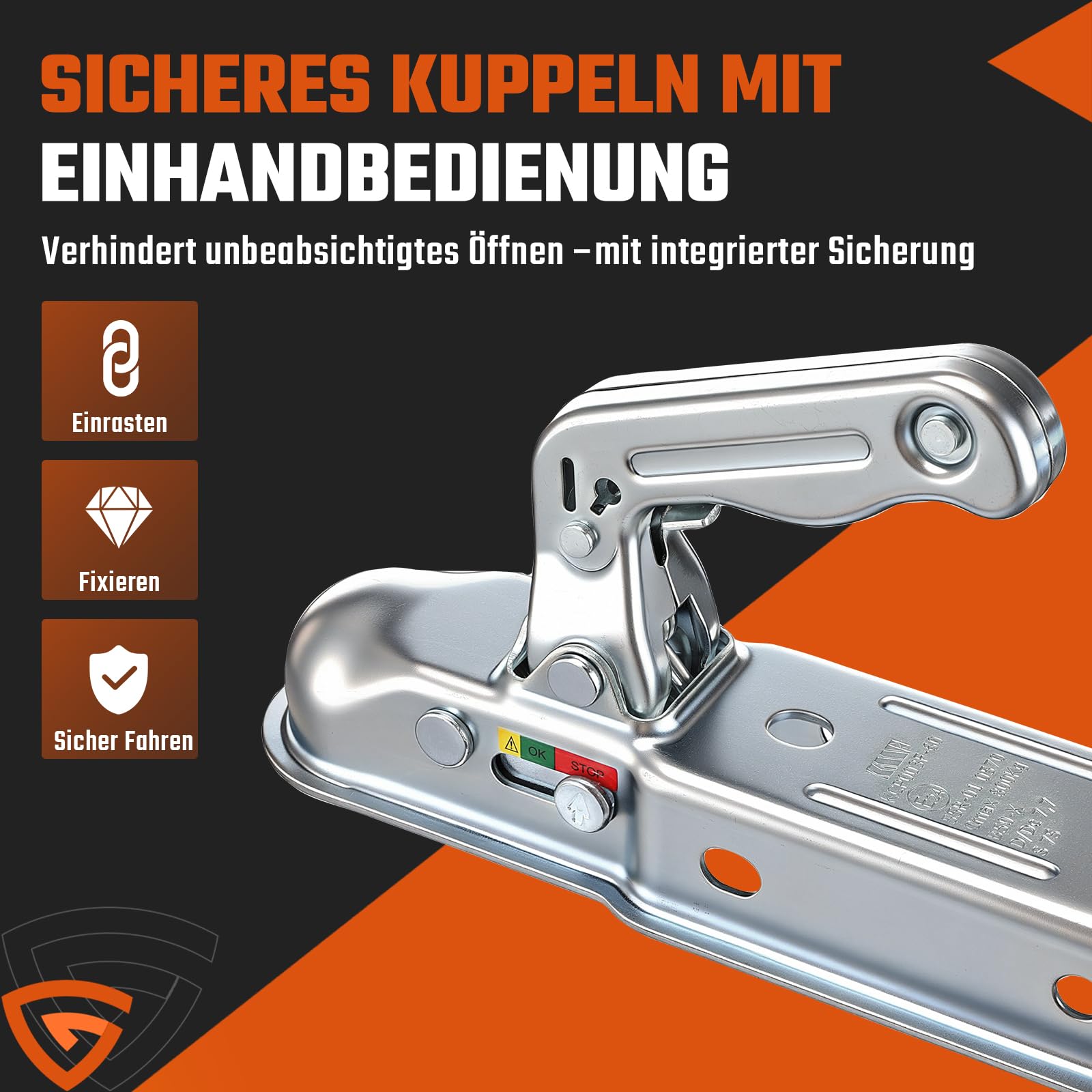 GEARMONSTER Zugkugelkupplung 800KG 50x60mm Universal Anhängerkupplung
