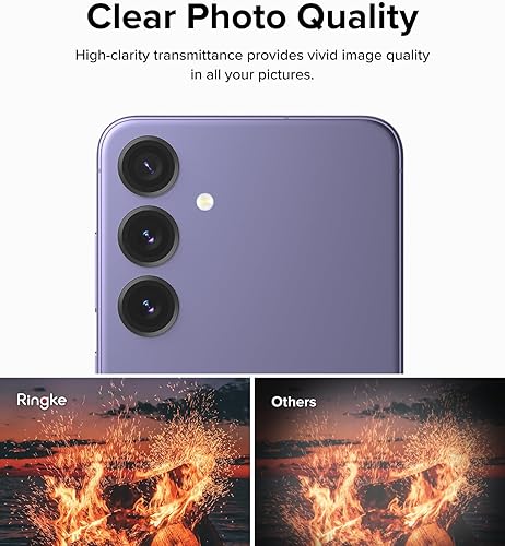 Miniatura 6 de Ringke Marco de lente de cámara compatible con Samsung Galaxy S24 Plus Protector de lente de cámara 5G, cubiertas de vidrio y marcos de aleación de