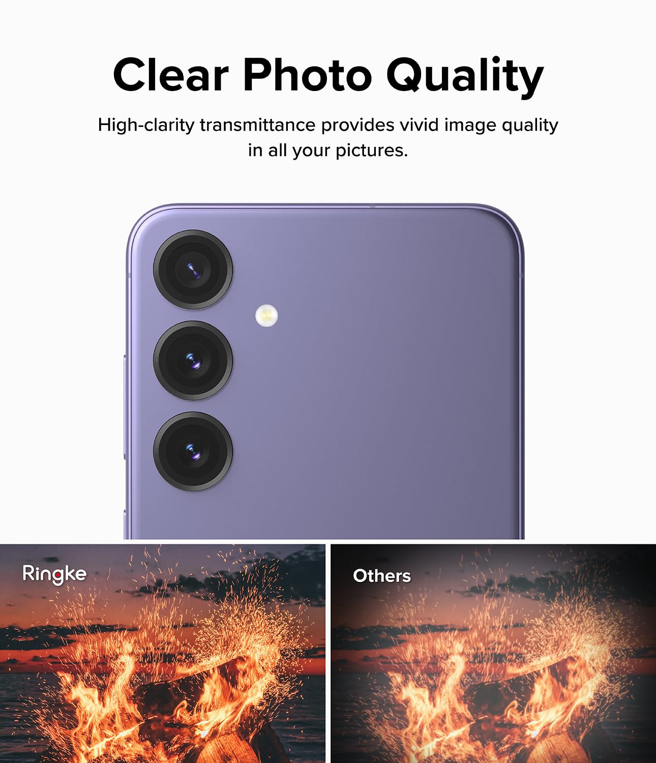Ringke Camera Lens Frame Glass Protector Compatible with Samsung Galaxy S24 Plus (2024) Anti-Fingerprint Tempered Glass Protection and Aluminum Frame - Black 4