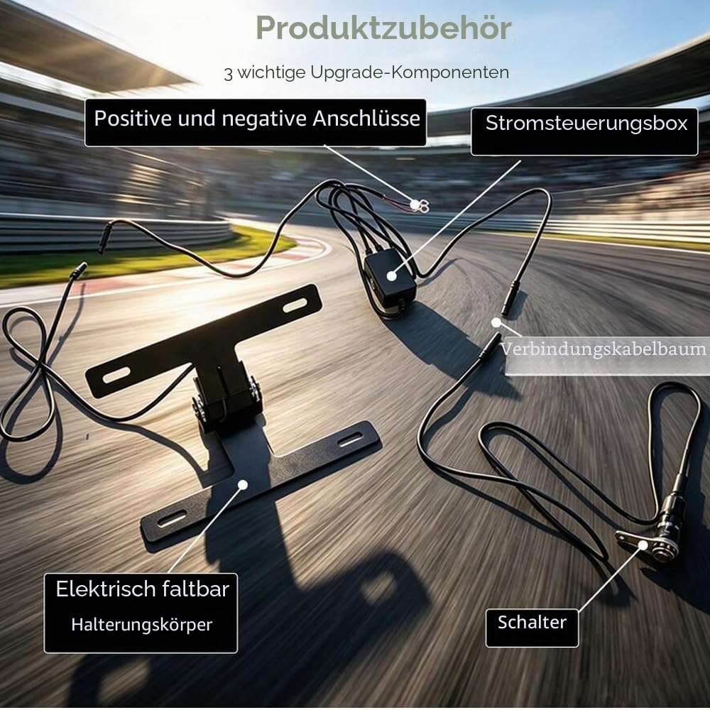 Universeller Motorrad-Kennzeichenhalter klappbar, verstellbar elektrischer Faltbarer Motorrad-Kennzeichenhalter, Ersatzteil für Motorrad-Umbauten