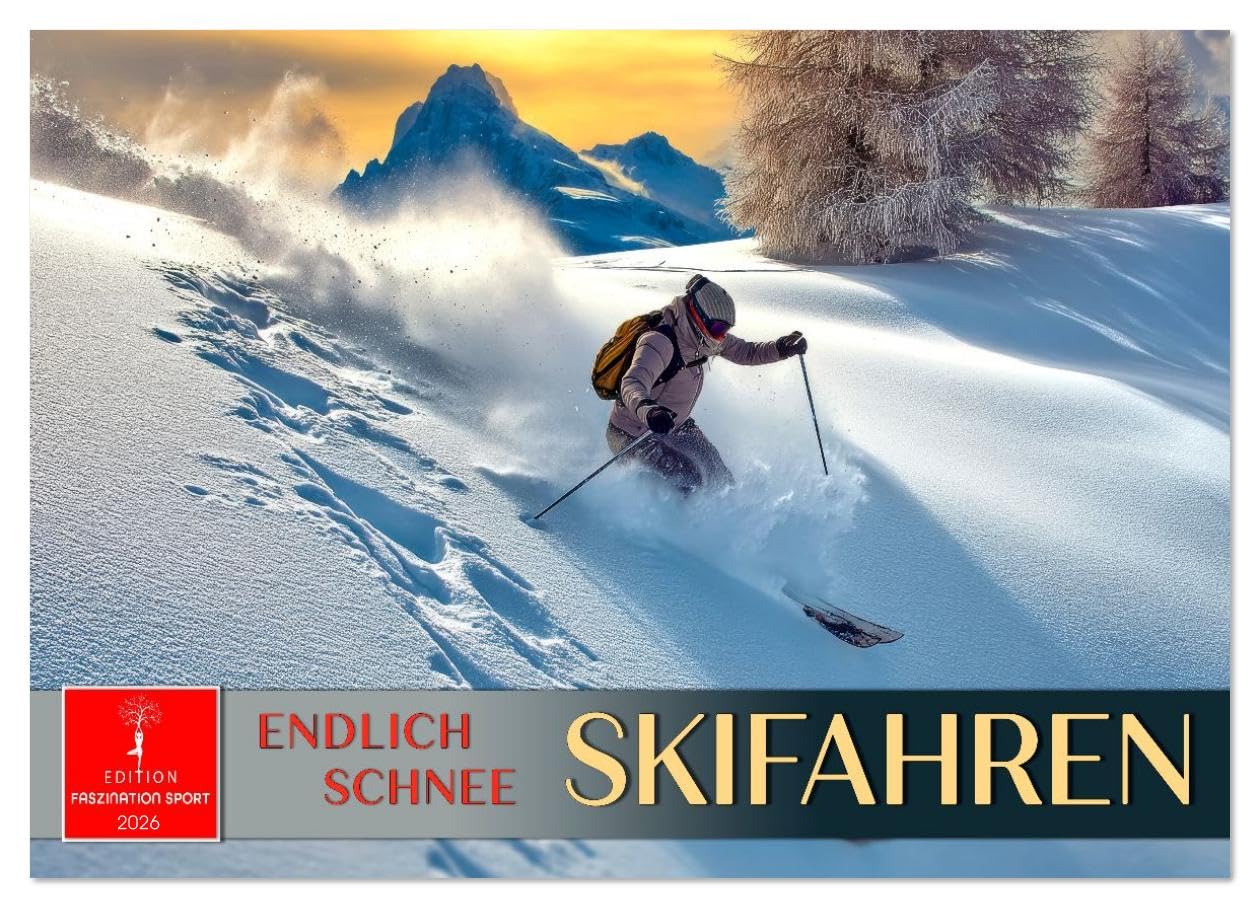 Skifahren - endlich Schnee (Wandkalender 2026 DIN A2 quer), CALVENDO Monatskalender: Den Winter zwölf Monate lang genießen. (CALVENDO Sport)