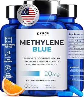 Ultimate Methylene Blue Capsules 20mg - Memory Supplement For Brain Focus Fuel | Blue Methylene Pharmaceutical Grade - Energy And Focus Supplement | USA Made & 99% Purity - 60 Energy Pills (1)