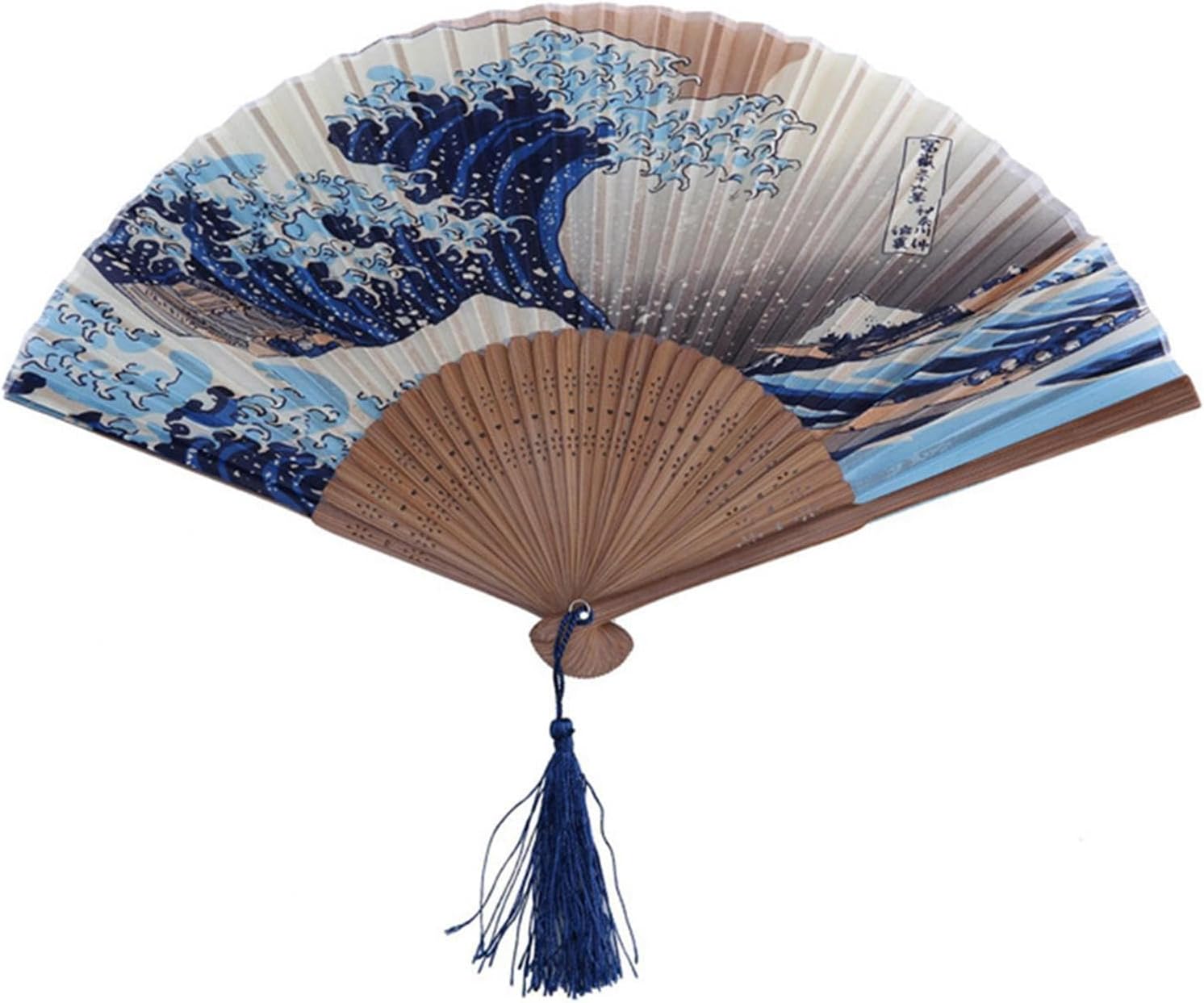 Japanese Fan - Ukiyo-e Fan - Fujiyo-e Souvenir Scenes Ukiyo-e Great Wave Off Kanagawa Living Room Foldable Kimono Accessories Off Kanagawa Wave Bamboo Craft Fan, Yukata, Kimono, Japanese Accessories