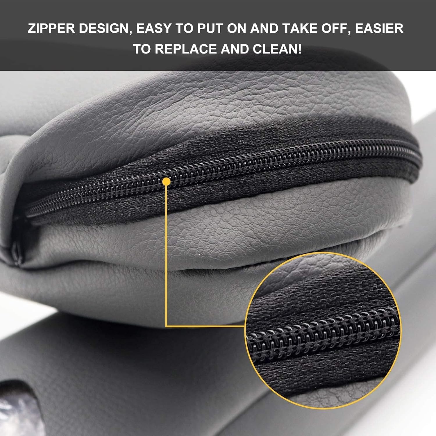 GXARTS Dark Gray Leather Seat Armrest Arm Rest Cover Upholstery Compatible with Honda CRV CR-V 4-Door 2007 2008 2009 with Zipper Easy to Install and Detachable for Cleaning