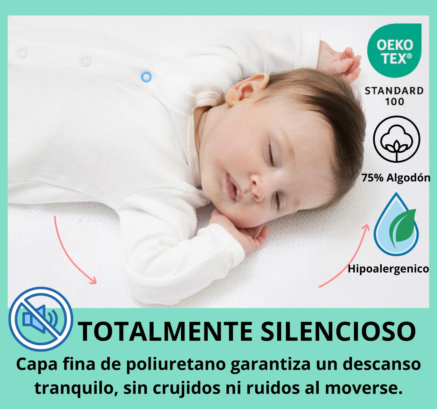 HaraDeco Protector Colchón Hotelero Rizo Algodón Sin Ruido Oeko-Tex® | Silencioso, Transpirable Impermeable, Hipoalergénico y Antiácaros, Resistente Fabricado en España para Uso Profesional
