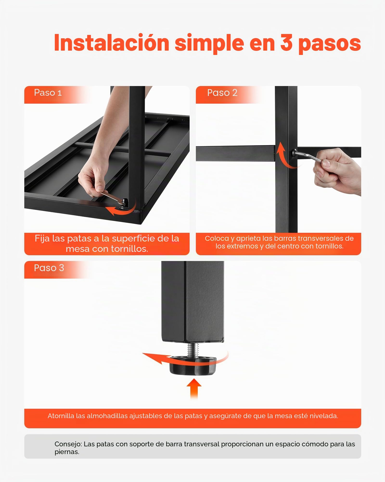 VEVOR Mesa Alta de Bar de Exterior, 1200 x 375 x 980 mm, Mesa de Comedor Rectangular con Tablero Impermeable y Estructura de Metal Resistente, Mueble de Jardín para Patio, Terraza, Piscina, Negro
