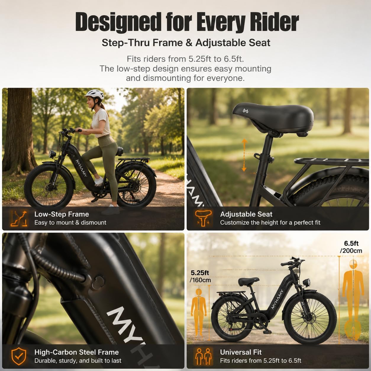 MEELOD Electric Bike for Adults, 1500W Peak Motor, 24" Fat Tire Ebike, 48V 18AH Removable Battery, 7-Speed, Low Step-Thru Electric Bicycle with LCD Display & LED Lights