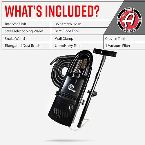 Miniatura 2 de Adam's Polishes Aspiradora montada en la pared - Aspiradora de alta calidad para detalles de automóviles para garaje o tienda | Potente succión y