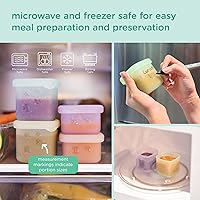 Vista 5 de Olababy Clear Sense - Contenedores de almacenamiento de silicona para alimentos para bebés, aperitivos, fórmula, puré, salsa y más, microplástico
