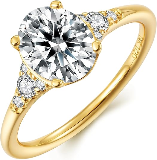 Amazon.com: Whurlda Anillo de compromiso de moissanita de 1.5 quilates/2 quilates para mujer, corte ovalado, chapado en oro de 14 quilates, plata S925, anillo de promesa de boda, día de San Valentín, día de la : Ropa, Zapatos y Joyería