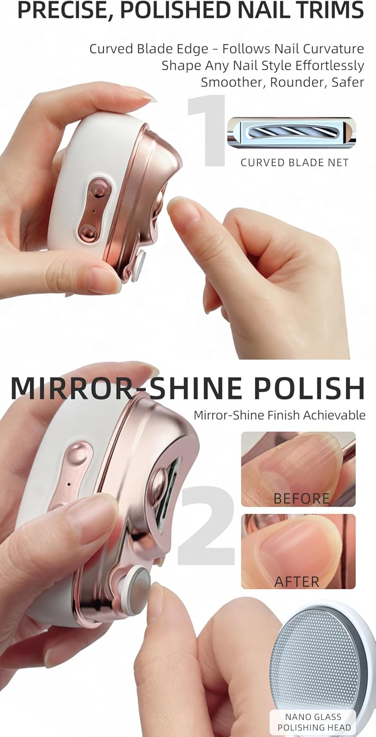 4 in 1 Safe Electric Nail Clipper for Baby & Adults Rechargeable Nail Drill for Filing, Gel Polish Removal, Polishing & UV LED Light for Fast Drying